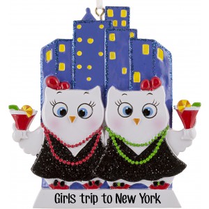 Girls Night Out Owls W2 Personalized Christmas Ornament