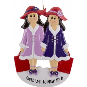 Girlfriends Purple With 2 Personalized Christmas Ornament