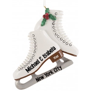 Holly Skates Personalized Christmas Ornament 