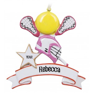 Lacrosse Pink Personalized Christmas Ornament