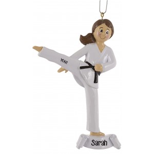 Karate Girl Personalized Christmas Ornament 