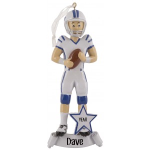 American Football Blue Personalized Christmas Ornament 