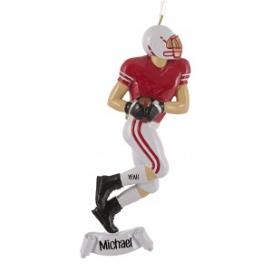 American Football Red Personalized Christmas Ornament