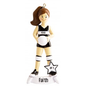 Volleyball Girl Black Personalized Christmas Ornament