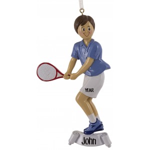 Tennis Boy Blue Personalized Christmas Ornament