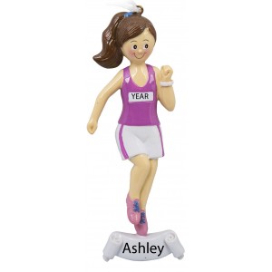 Running Girl Personalized Christmas Ornament