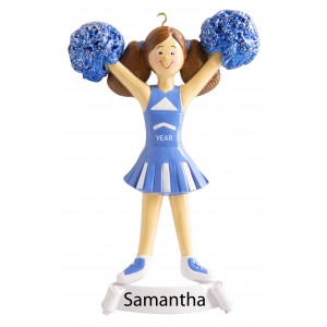 Cheerleaders Blue Personalized Christmas Ornament