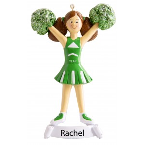 Cheerleaders Green Personalized Christmas Ornament