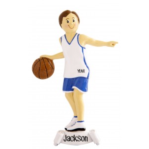 Basketball Boy Blue Personalized Christmas Ornament