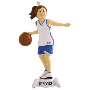 Basketball Girl Blue Personalized Christmas Ornament