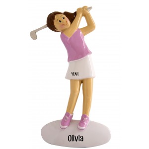 Golf Girl Personalized Christmas Ornament