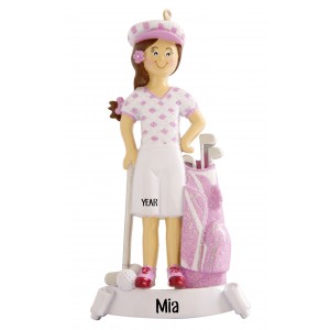 Golf Traditional Girl Personalized Christmas Ornament
