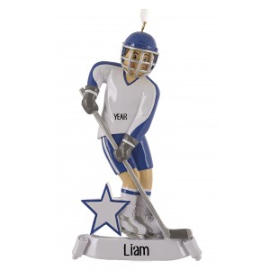 Ice Hockey Boy Personalized Christmas Ornament 