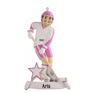 Ice Hockey Girl Personalized Christmas Ornament