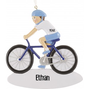 Bicycle Boy Personalized Christmas Ornament