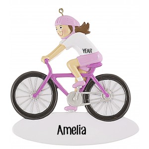 Bicycle Girl Personalized Christmas Ornament