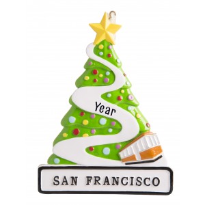 San Francisco Heart Lombard Street Personalized Christmas Ornament