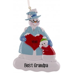 Snow Family Grandpa Personalized Christmas Ornament