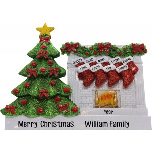 Fireplace Stocking Family of 9 Table Top