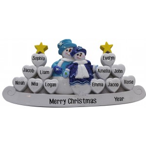 Snowman Couple With Hearts Table Top