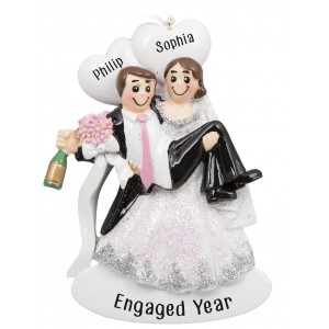 Happy Hour Wedding Couple Personalized Christmas Ornament 