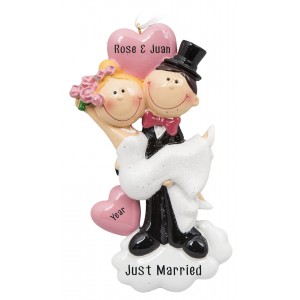 Happy Wedding Couple Personalized Christmas Ornament