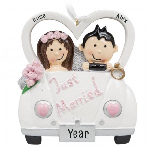 Just Married Car Personalized Christmas Ornament