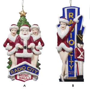 Rockettes Lady with Soldier and Santa with Showgirls Ornament