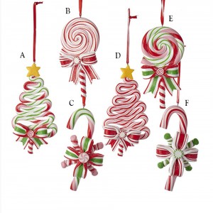 4.75-5.25" Candy Cane/Tree/Lollipop Ornament