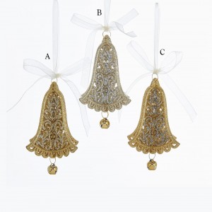 4.8" Gold/Silver Bell with Bow Ornament