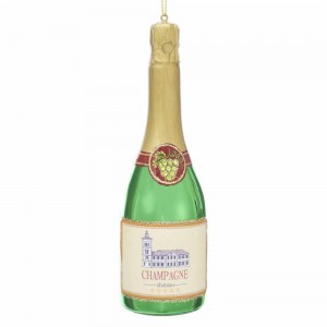 6"Glass Champagne Bottle Orn