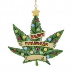 Image of 4"Resin Cannabis Leaf Orn
