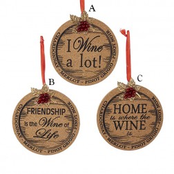 Image of 4.5" Wooden Cork Plaque Sign Ornament