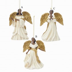 Image of Ivory/Gold Black Angel Ornament