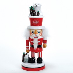 Image of 15" Coke Nutcracker with Polar Bear Hat