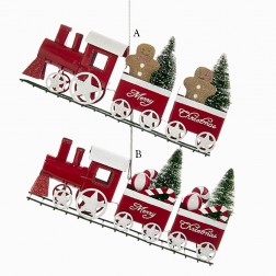 Image of 9" "Merry Christmas" Train with GIngerbread/Candy Ornament