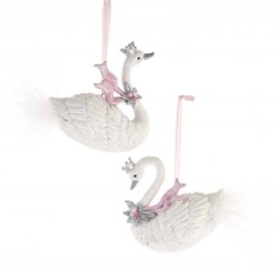 Image of 3.13"Resin Wht Swan W/Silv Crown 2A
