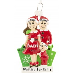 Image of Expecting Family Brown Personalized Christmas Ornament
