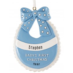 Image of Baby Bib Boy Personalized Christmas Ornament 