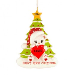 Image for Santa Bear with Tree Personalized Christmas Ornament 