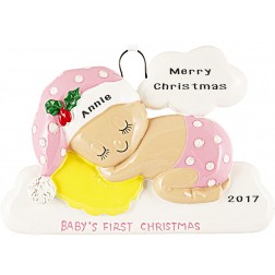 Image of Sleeping On The Cloud Girl Personalized Christmas Ornament 