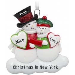 Image for Cute Snow Couple Personalized Christmas Ornament 