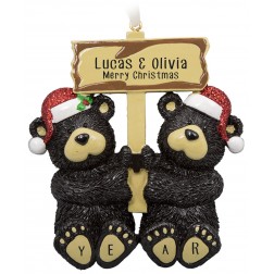 Image for Black Bear Couple Personalized Christmas Ornament 