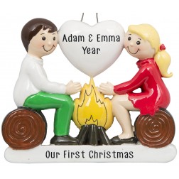 Image for Fire of Love Couple Personalized Christmas Ornament 