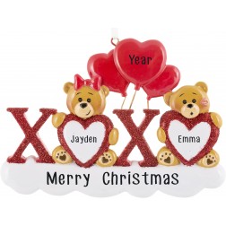 Image of Xoxo Bear Love Personalized Christmas Ornament