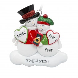 Image of Cute Snow Engagement Personalize Christmas Ornament 