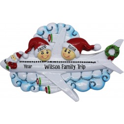 Image of Christmas Airline Family of 2 Personalized Christmas Ornament