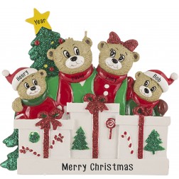 Image for Bear Love Family of 4 Personalized Christmas Ornament 