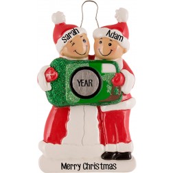 Image of Camera Family of 2 Personalized Christmas Ornament 