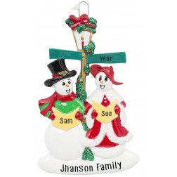 Image of Snowman Caroler  Family of 2 Personalized Christmas Ornament